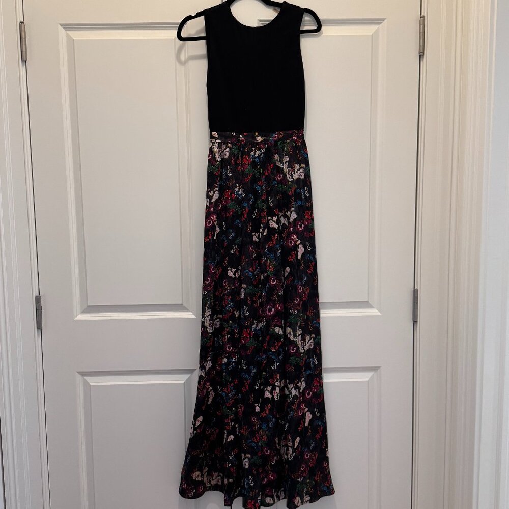 Alice + Olivia black bodice with silk floral skirt